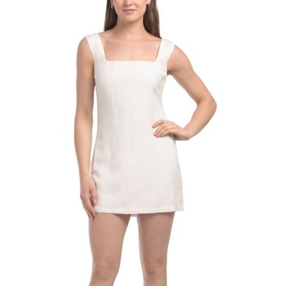 FRENCH CONNECTION Linen Blend Birdie Square Neck Mini Dress - Picture 4 of 4